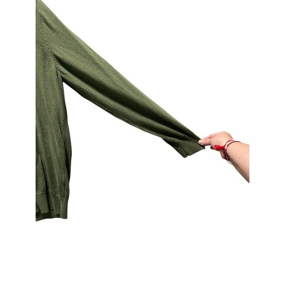 L.L. Bean Mens Vintage Cashmere Blend V Neck Sweater Green Size L Preppy Fall - Picture 8 of 11